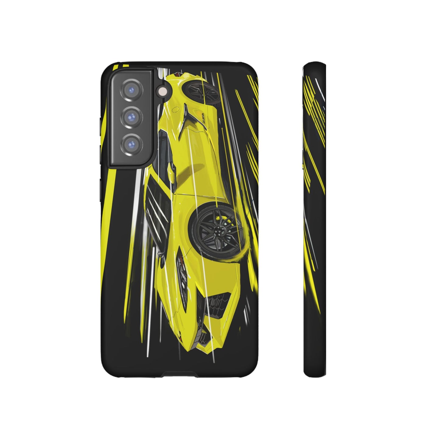 Yellow corvette c8 Case iPhone 16 15 14 13 12 Pro max Samsung Galaxy Pixel Slim