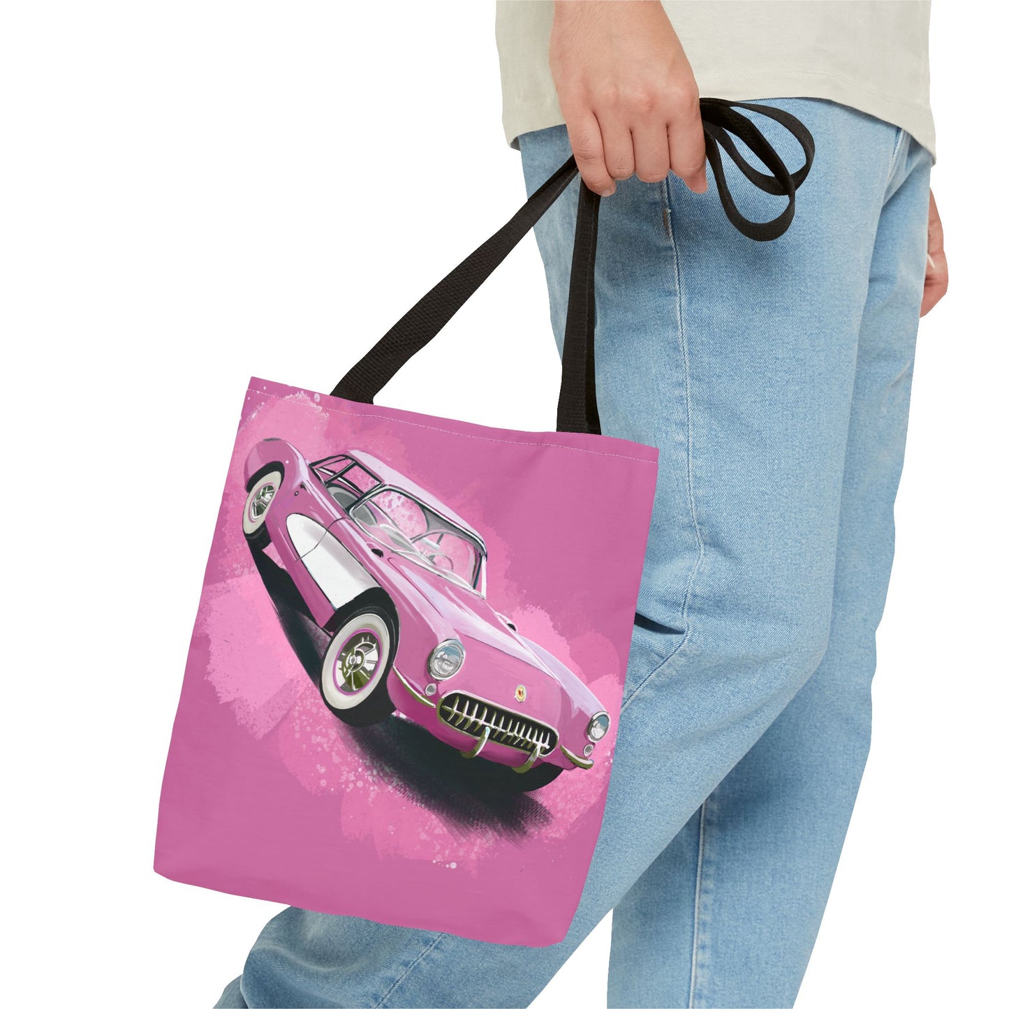 57 pink Corvette Tote Bag shopping Library Carry(AOP) brand new