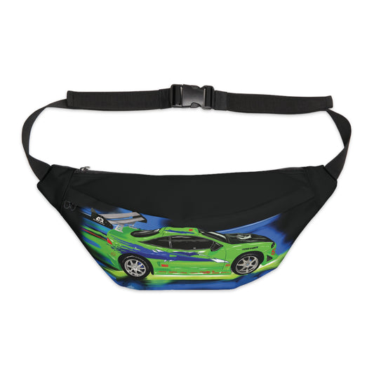 Waist Bag Crossbody Sling Large Fanny Pack, Mitsubishi Eclipse Design, Back Fast