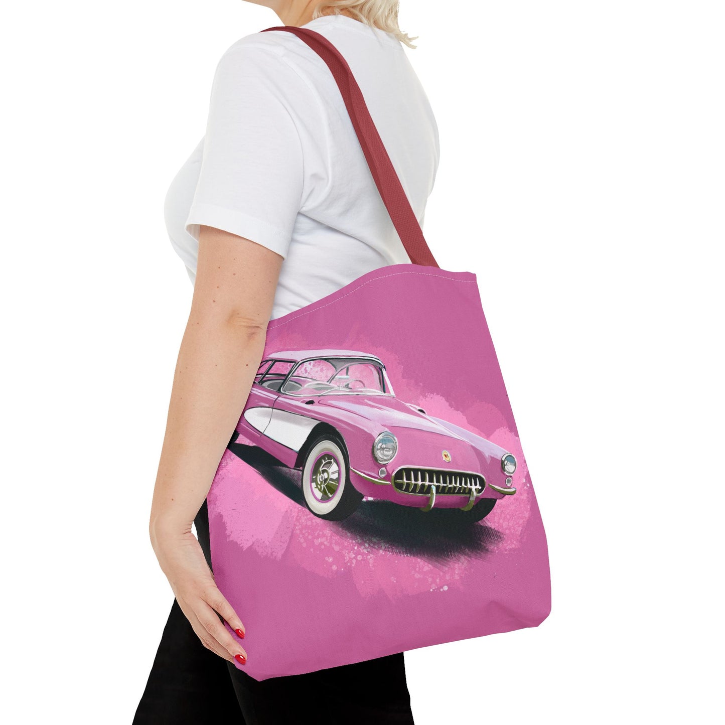 57 pink Corvette Tote Bag shopping Library Carry(AOP) brand new