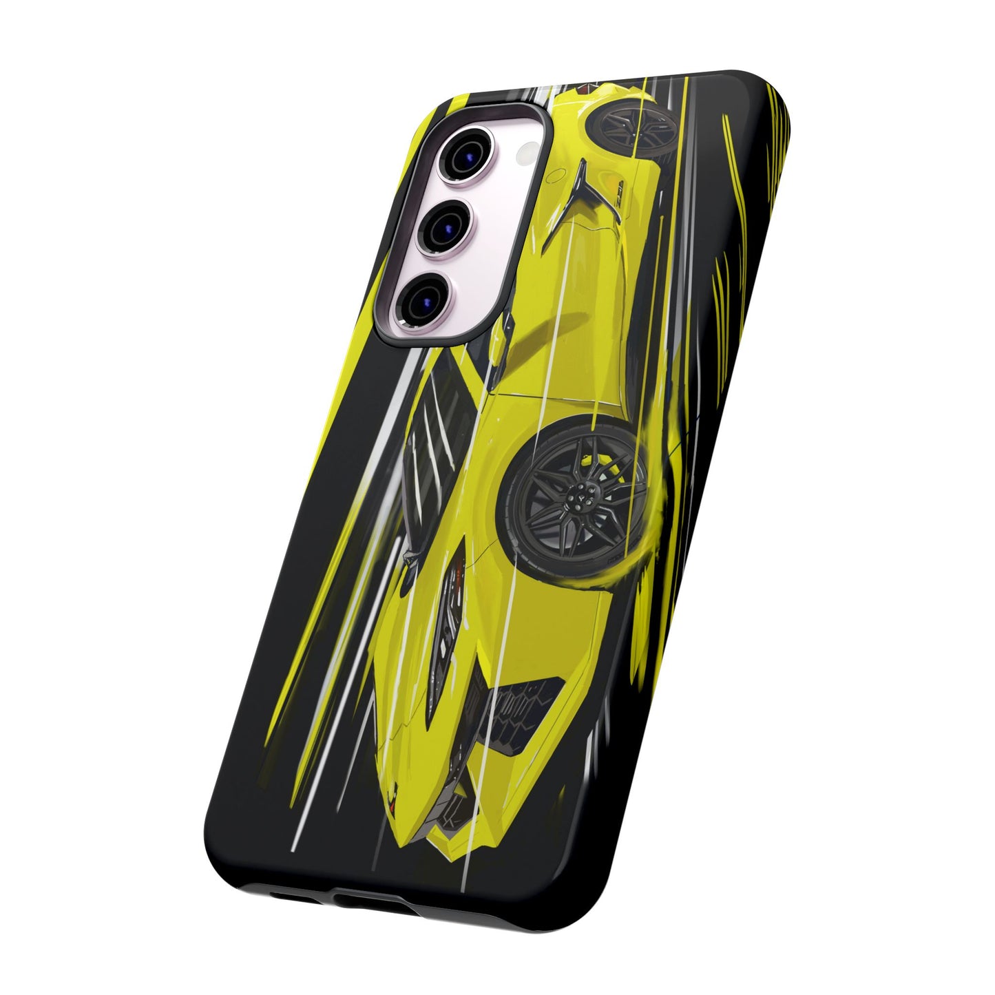 Yellow corvette c8 Case iPhone 16 15 14 13 12 Pro max Samsung Galaxy Pixel Slim