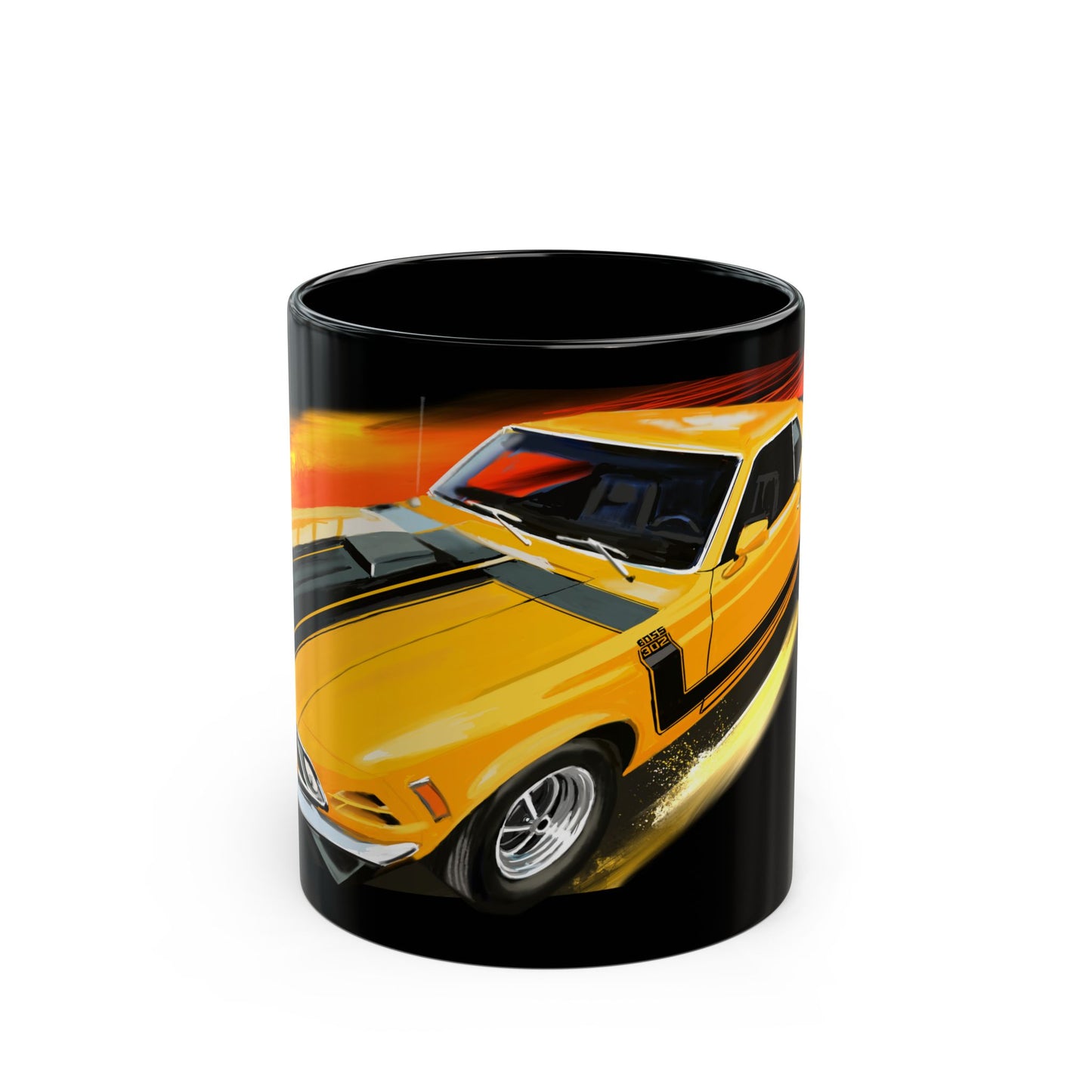 69-70 boss 302 fastback mustang Black Mug coffee,tea(11oz, 15oz)