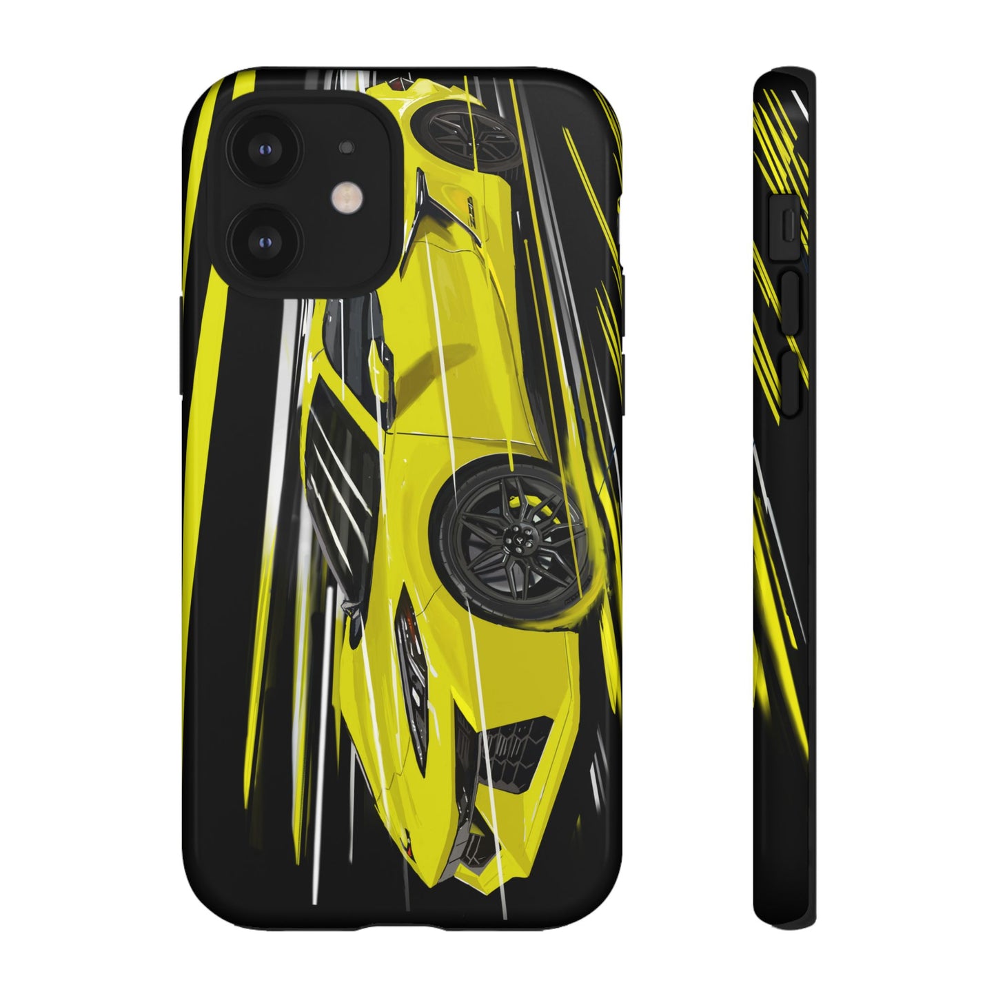 Yellow corvette c8 Case iPhone 16 15 14 13 12 Pro max Samsung Galaxy Pixel Slim