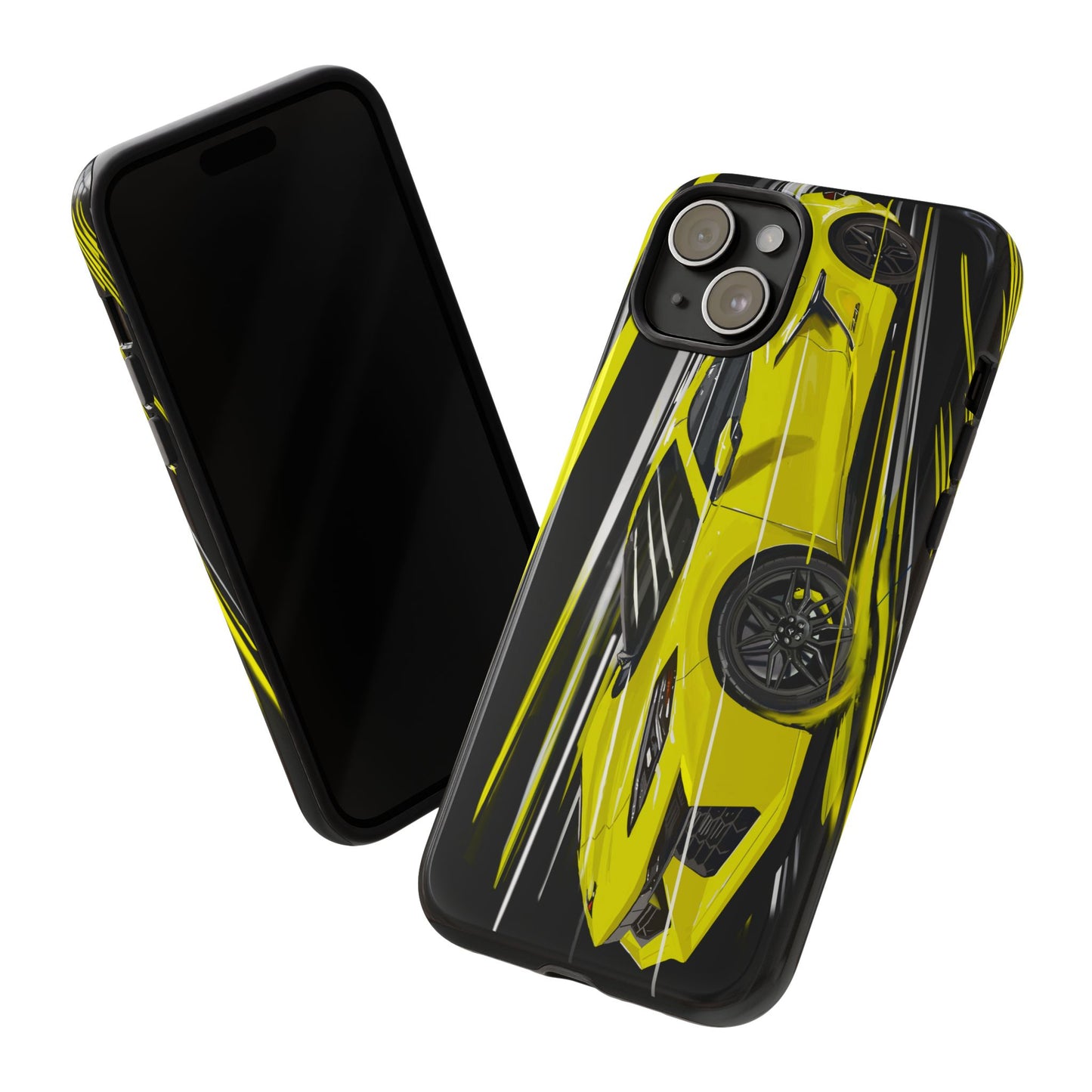 Yellow corvette c8 Case iPhone 16 15 14 13 12 Pro max Samsung Galaxy Pixel Slim