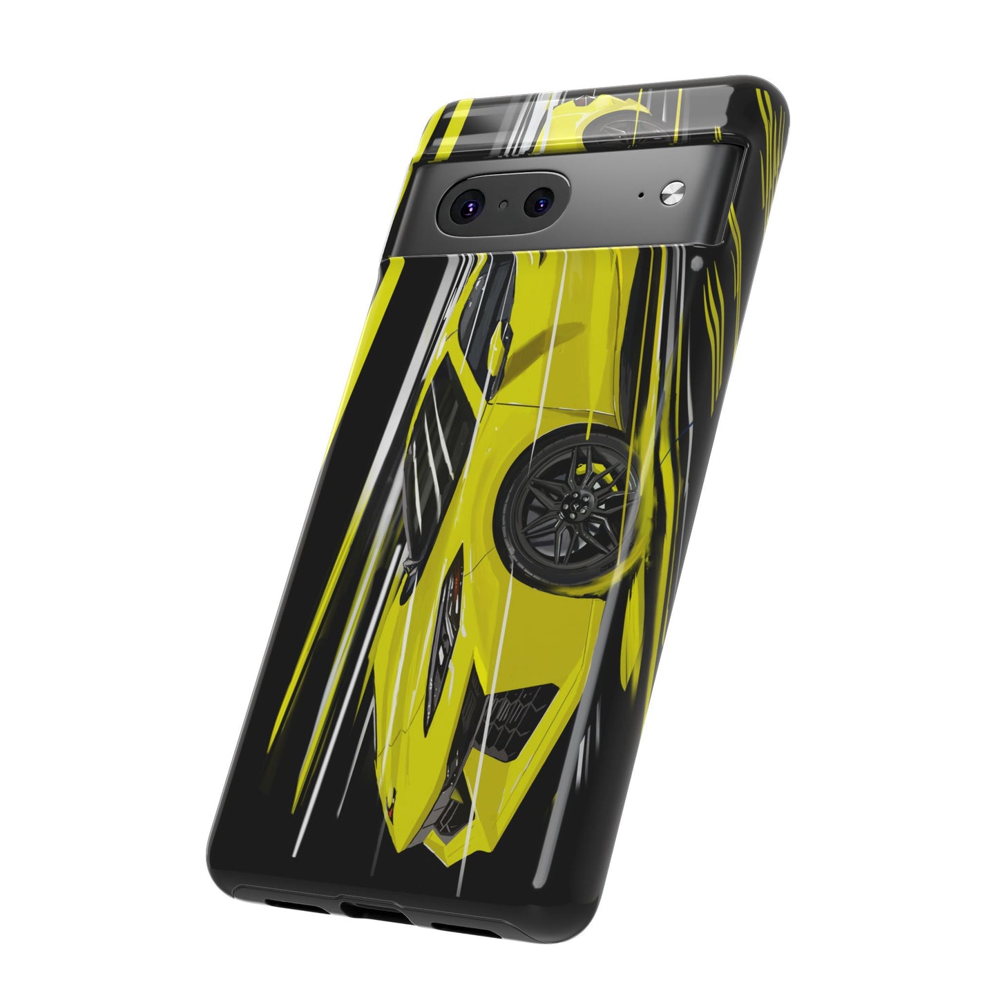 Yellow corvette c8 Case iPhone 16 15 14 13 12 Pro max Samsung Galaxy Pixel Slim