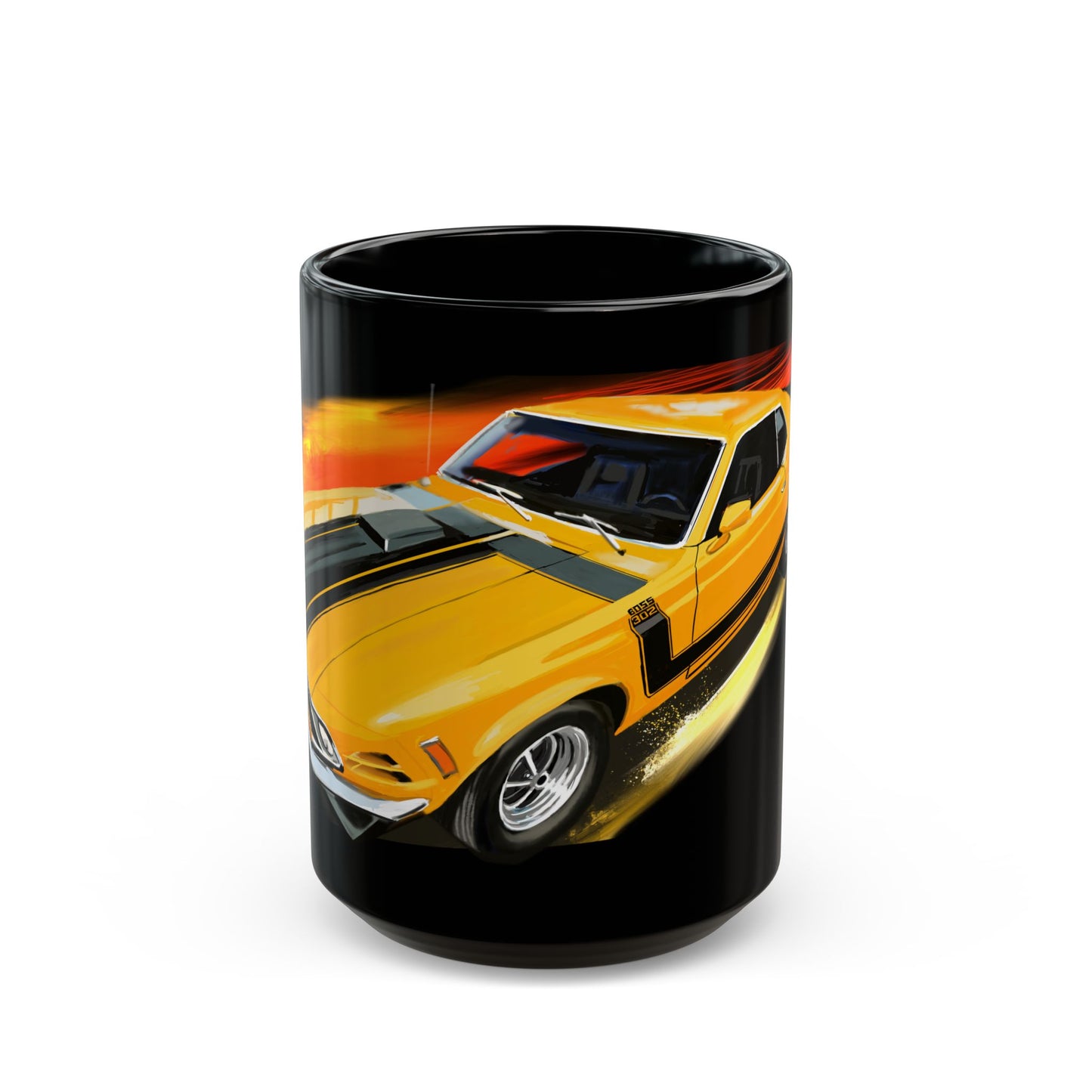 69-70 boss 302 fastback mustang Black Mug coffee,tea(11oz, 15oz)