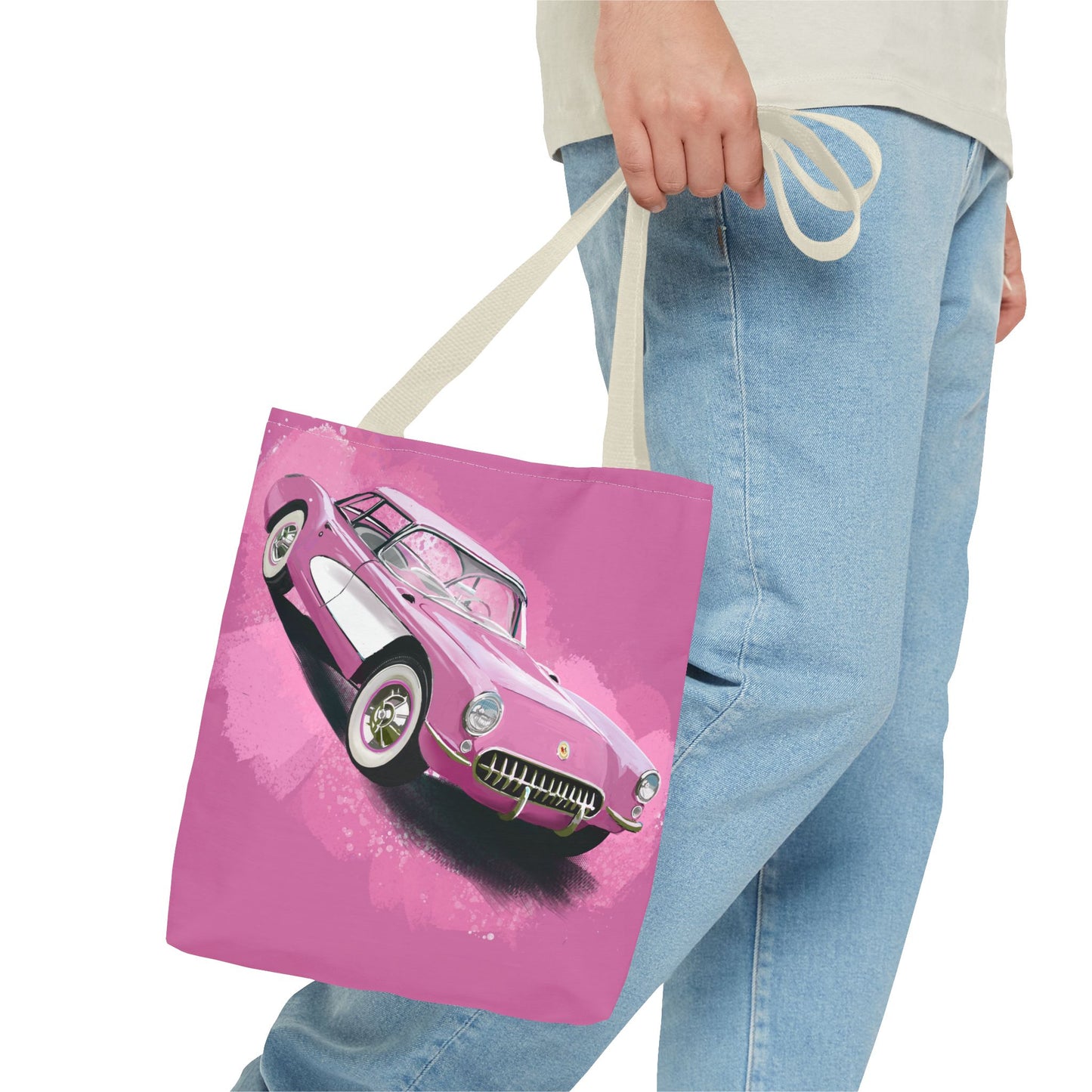 57 pink Corvette Tote Bag shopping Library Carry(AOP) brand new