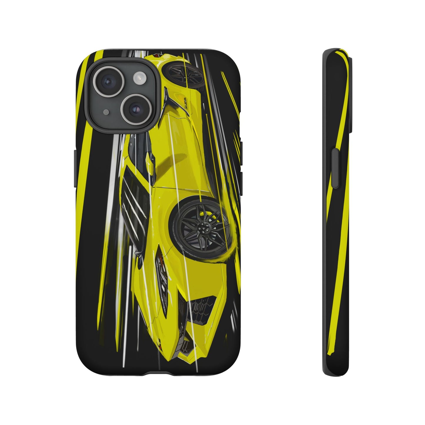 Yellow corvette c8 Case iPhone 16 15 14 13 12 Pro max Samsung Galaxy Pixel Slim