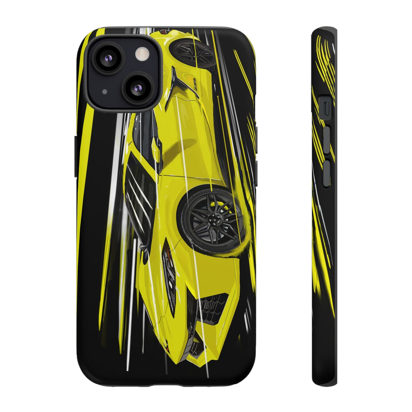 Yellow corvette c8 Case iPhone 16 15 14 13 12 Pro max Samsung Galaxy Pixel Slim