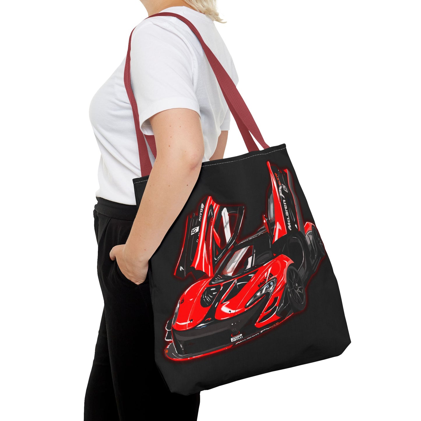 McLaren P1 GTR tote bag, men’s shopping Library Carry Bag (AOP) black