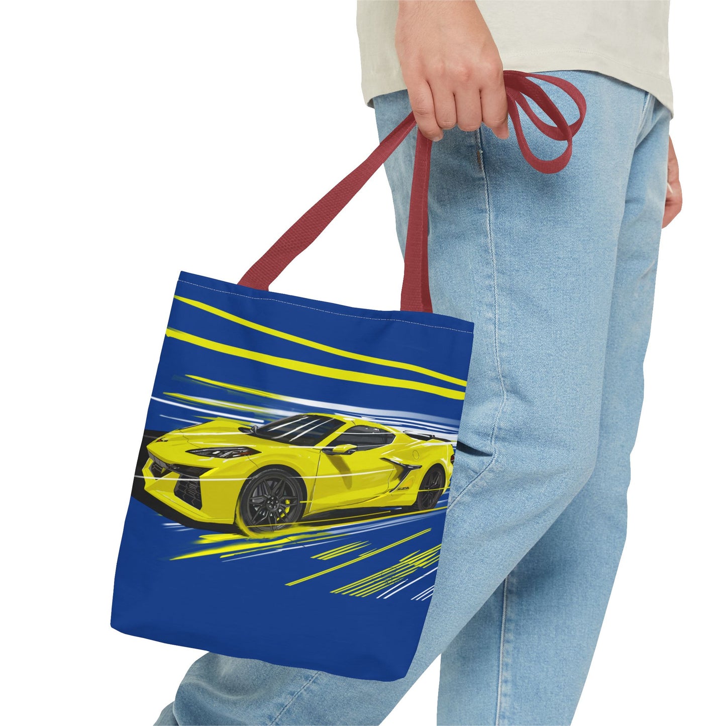 Corvette c8 Tote Bag shopping Library Carry(AOP) Yellow brand new