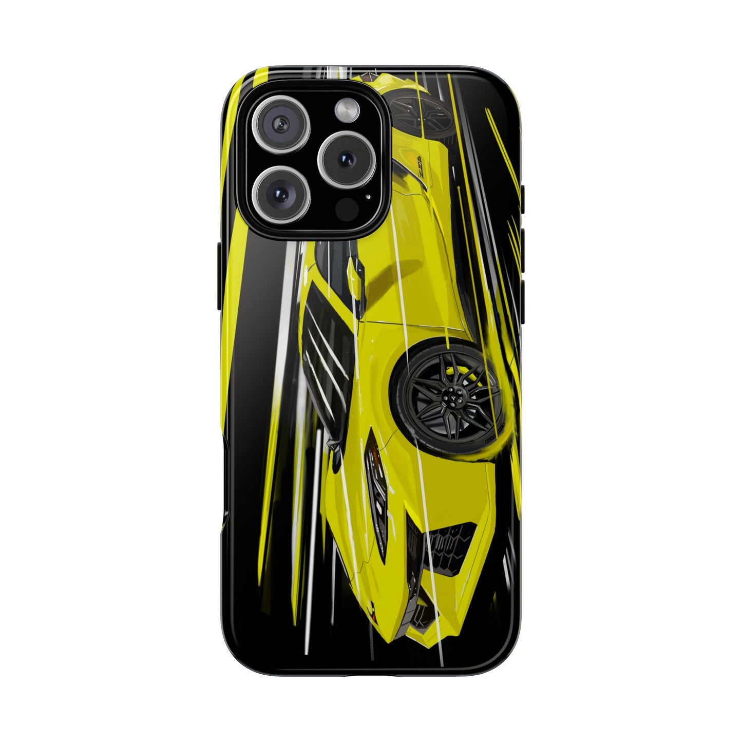 Yellow corvette c8 Case iPhone 16 15 14 13 12 Pro max Samsung Galaxy Pixel Slim