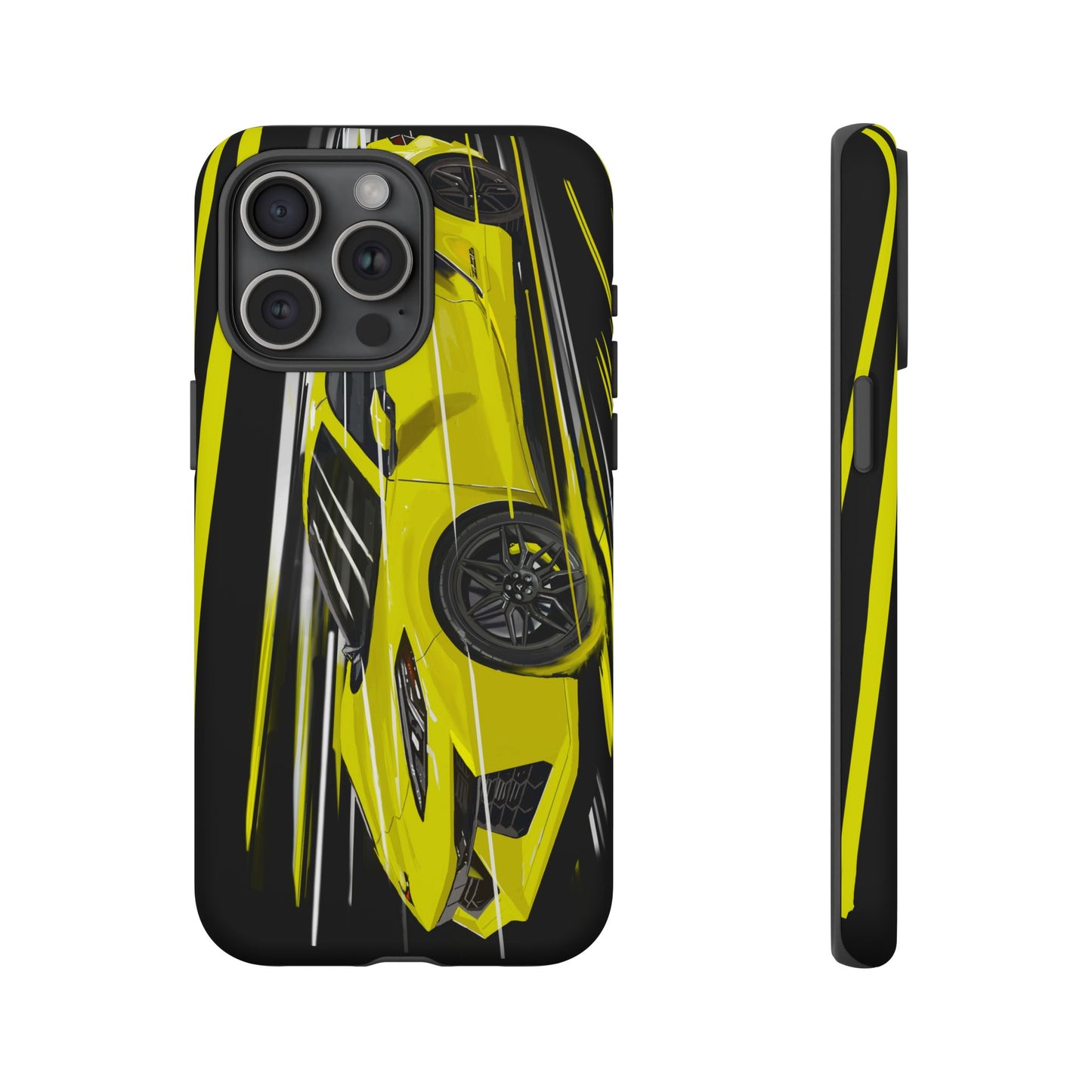 Yellow corvette c8 Case iPhone 16 15 14 13 12 Pro max Samsung Galaxy Pixel Slim