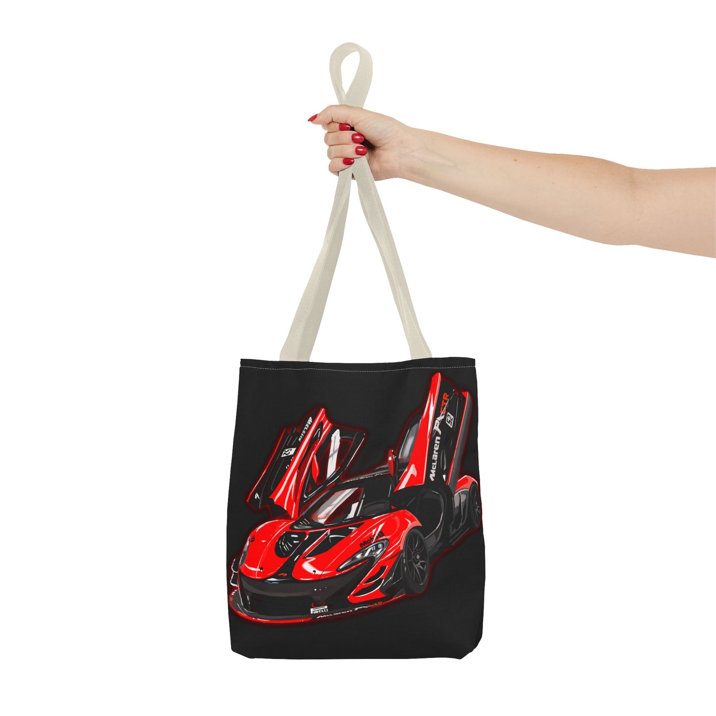 McLaren P1 GTR tote bag, men’s shopping Library Carry Bag (AOP) black