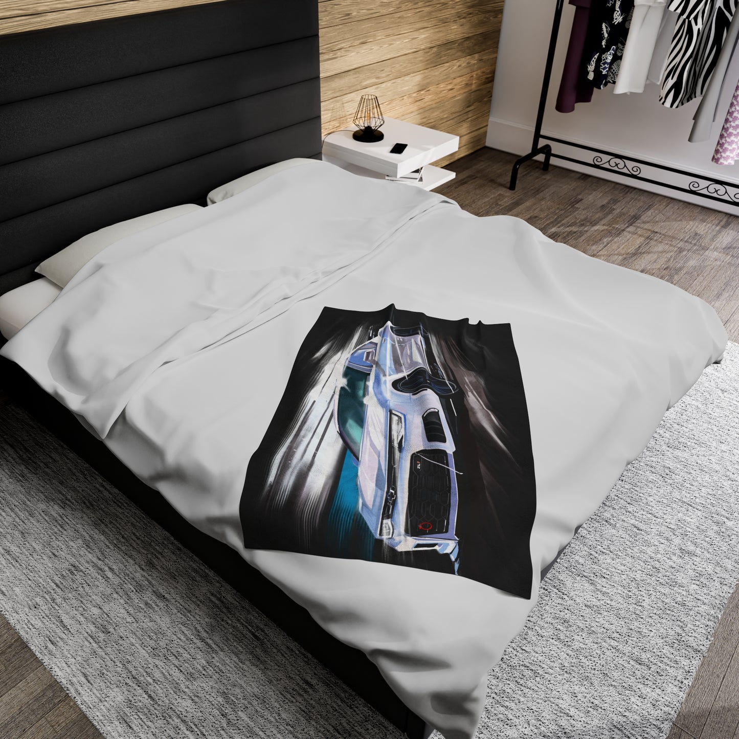 White Camaro Zl1 Velveteen Plush Blanket