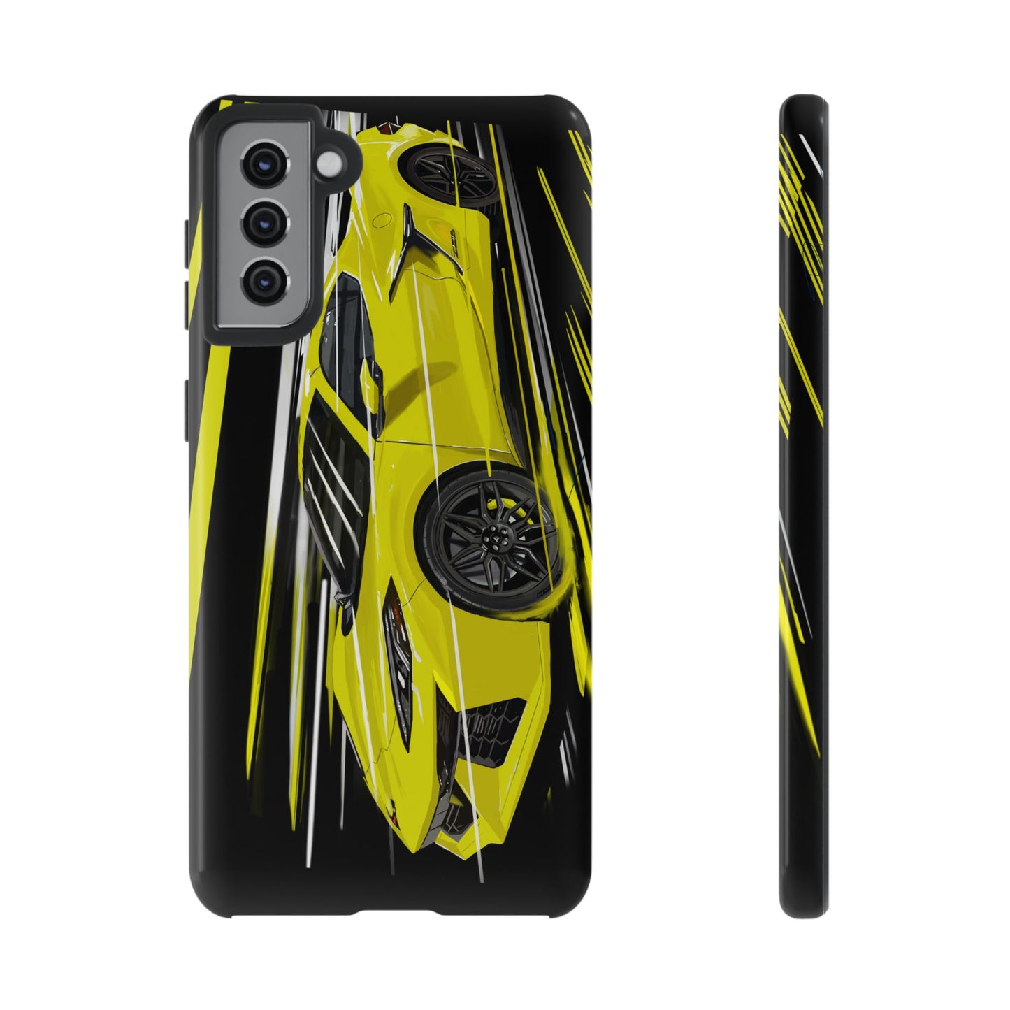 Yellow corvette c8 Case iPhone 16 15 14 13 12 Pro max Samsung Galaxy Pixel Slim