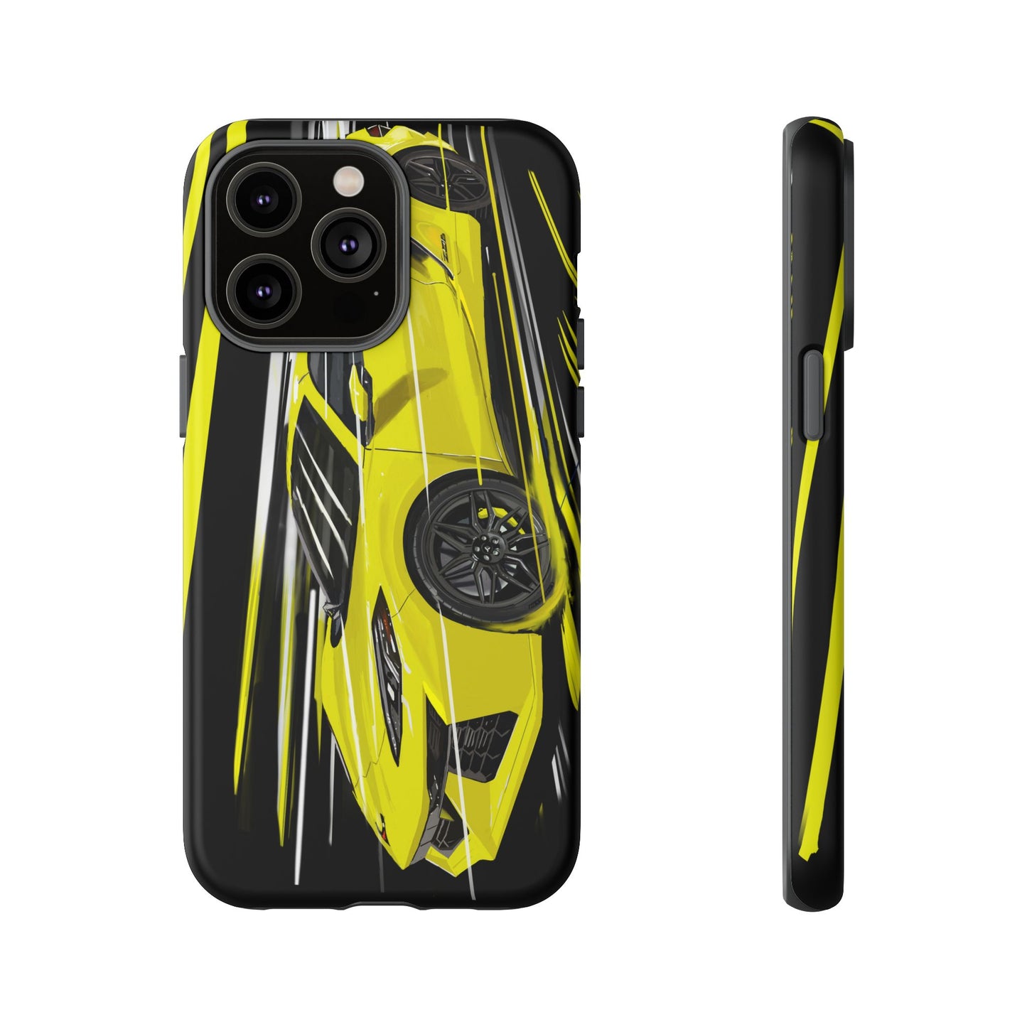 Yellow corvette c8 Case iPhone 16 15 14 13 12 Pro max Samsung Galaxy Pixel Slim