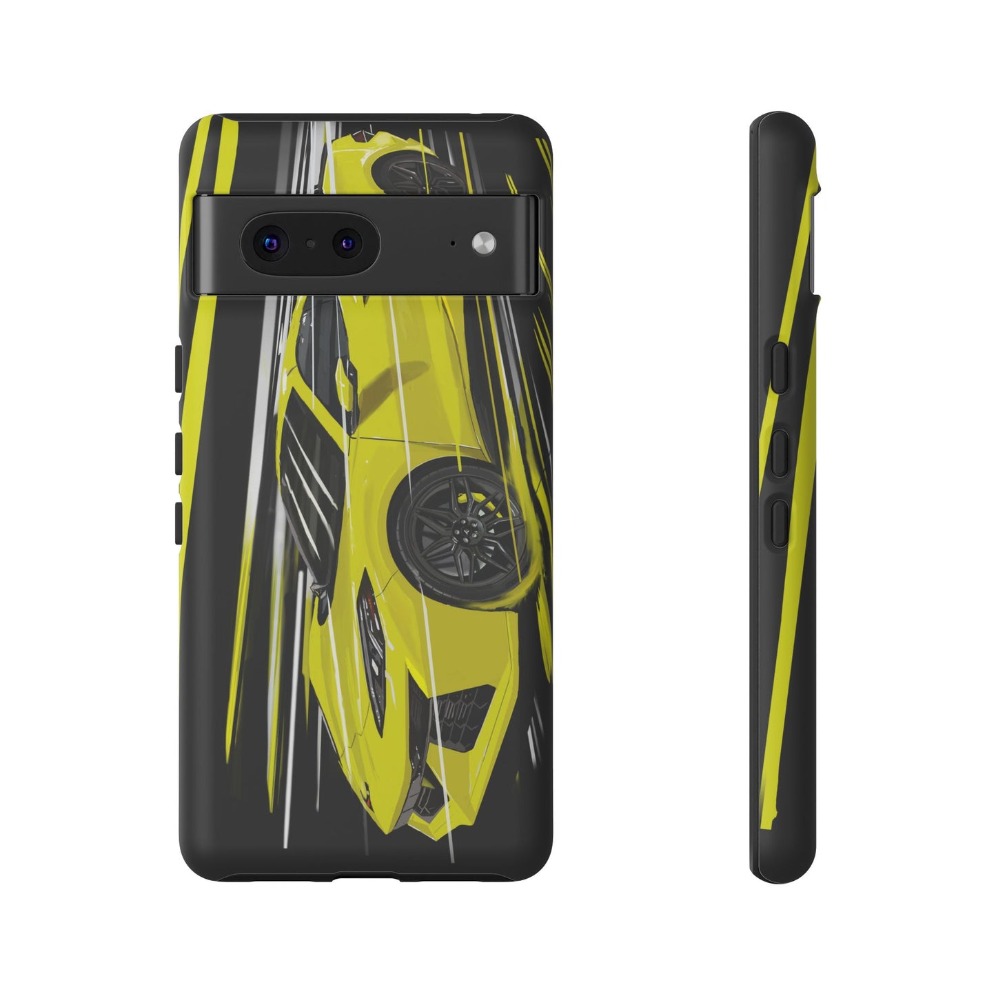 Yellow corvette c8 Case iPhone 16 15 14 13 12 Pro max Samsung Galaxy Pixel Slim