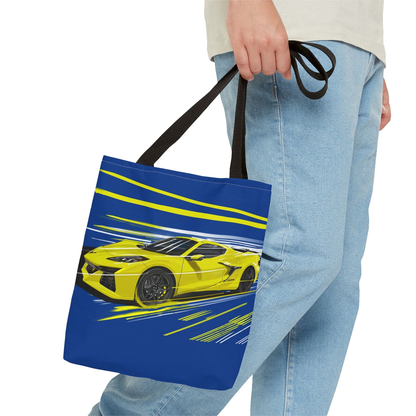 Corvette c8 Tote Bag shopping Library Carry(AOP) Yellow brand new