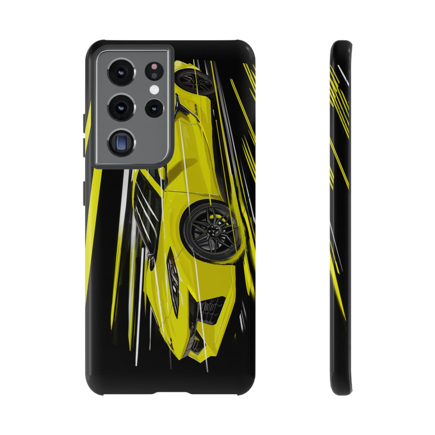 Yellow corvette c8 Case iPhone 16 15 14 13 12 Pro max Samsung Galaxy Pixel Slim