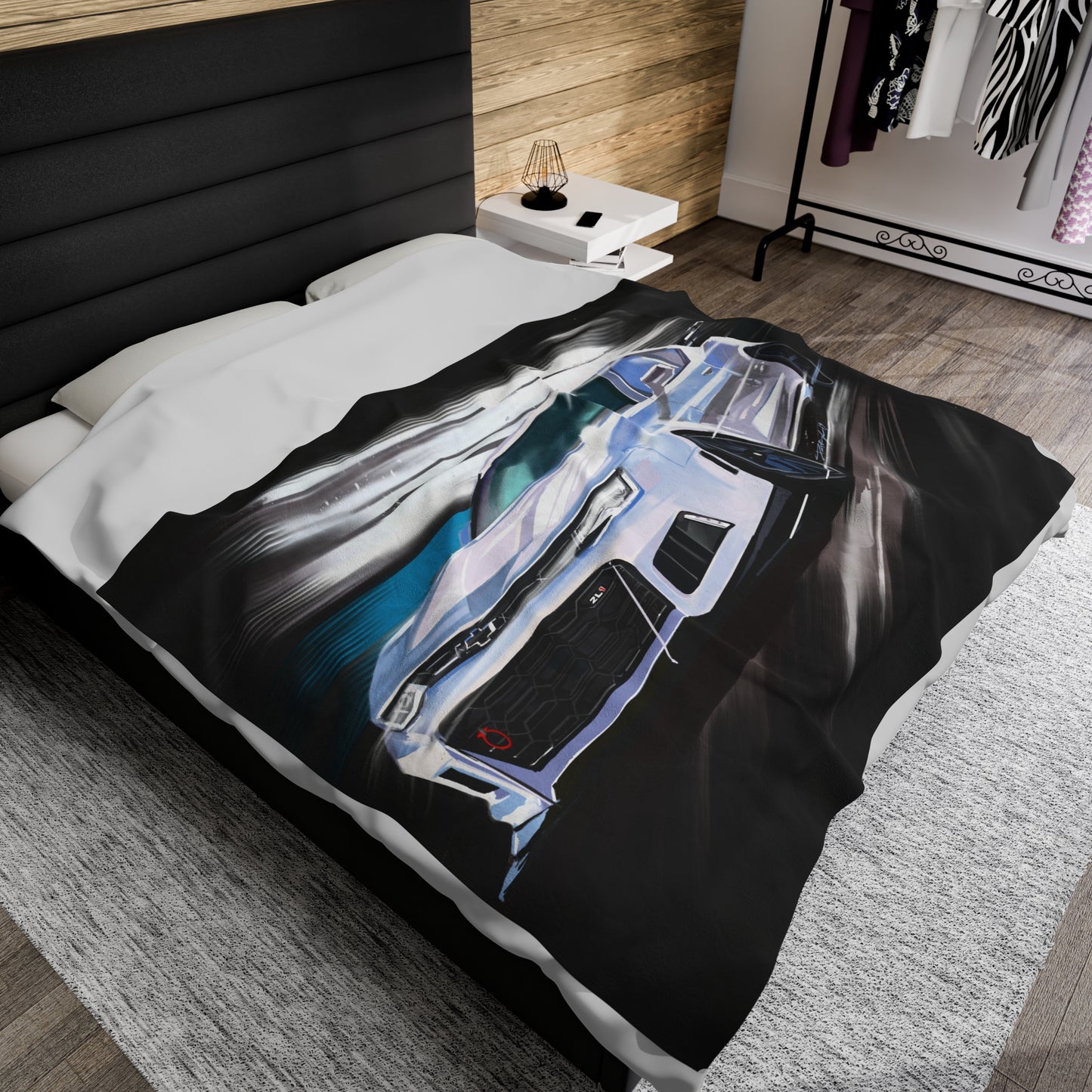 White Camaro Zl1 Velveteen Plush Blanket