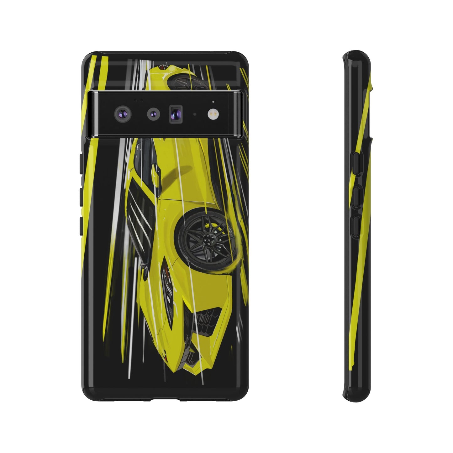 Yellow corvette c8 Case iPhone 16 15 14 13 12 Pro max Samsung Galaxy Pixel Slim