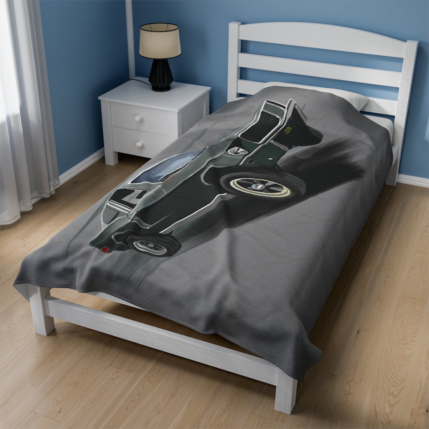 Bullitt Mustang 68 blanket throw Gray Velveteen Microfiber Blanket