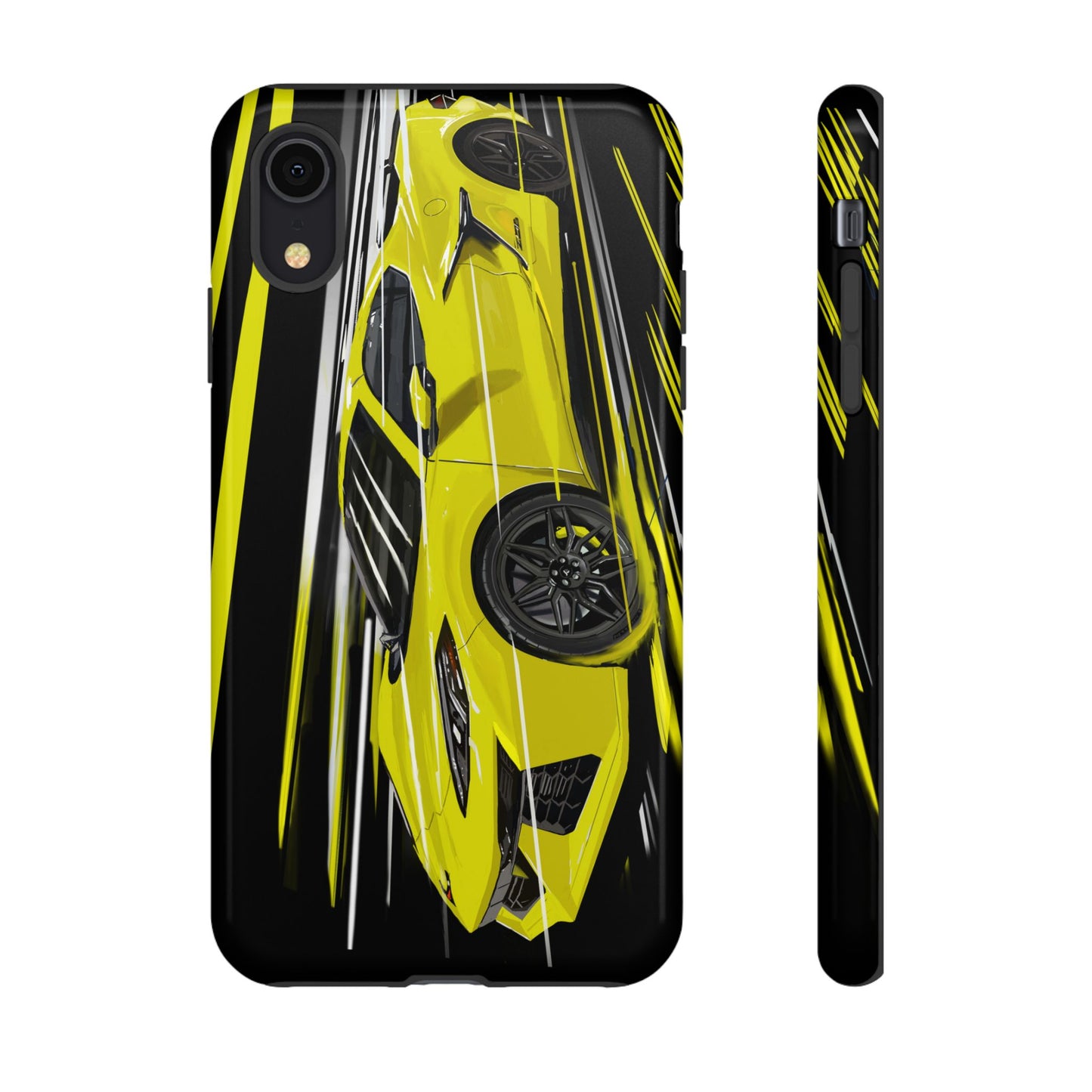 Yellow corvette c8 Case iPhone 16 15 14 13 12 Pro max Samsung Galaxy Pixel Slim