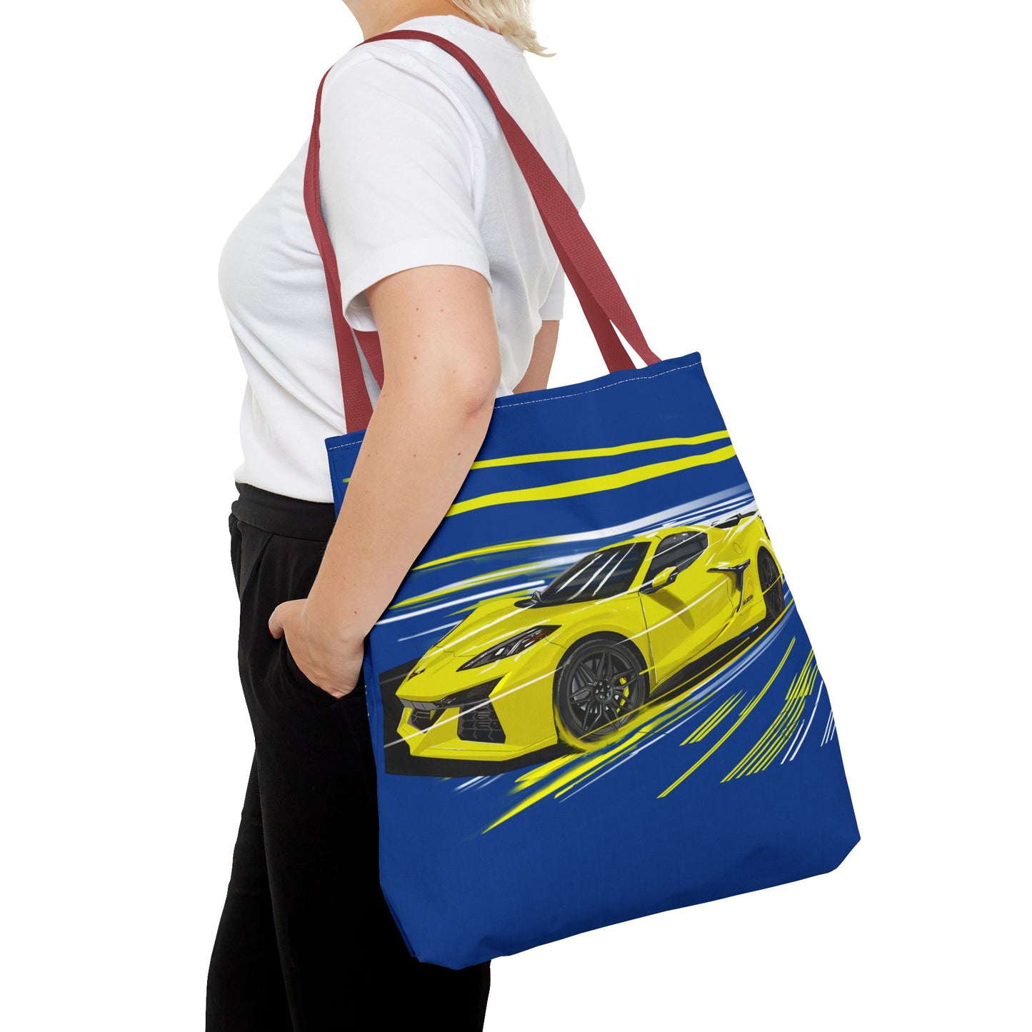 Corvette c8 Tote Bag shopping Library Carry(AOP) Yellow brand new