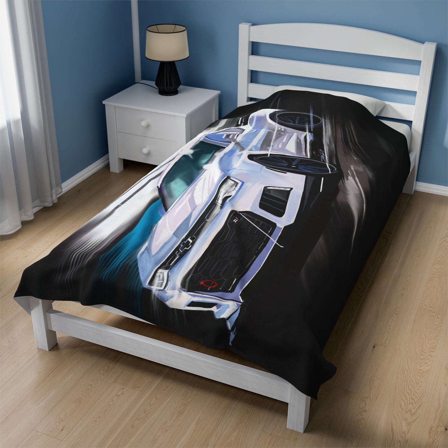 White Camaro Zl1 Velveteen Plush Blanket