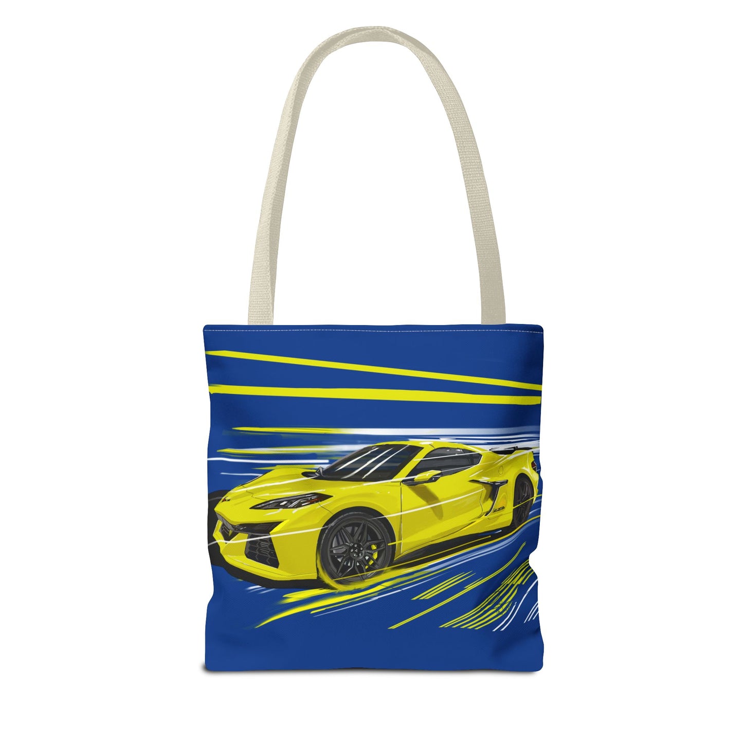 Corvette c8 Tote Bag shopping Library Carry(AOP) Yellow brand new