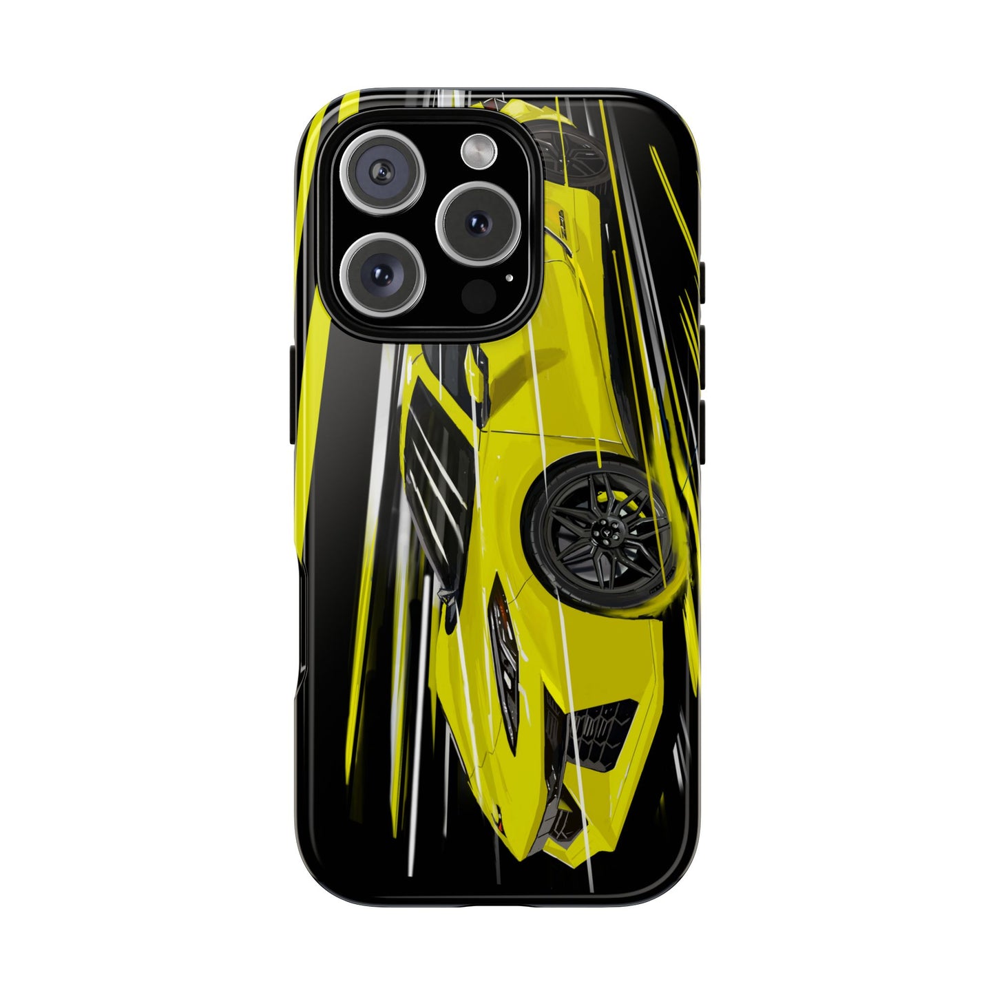 Yellow corvette c8 Case iPhone 16 15 14 13 12 Pro max Samsung Galaxy Pixel Slim