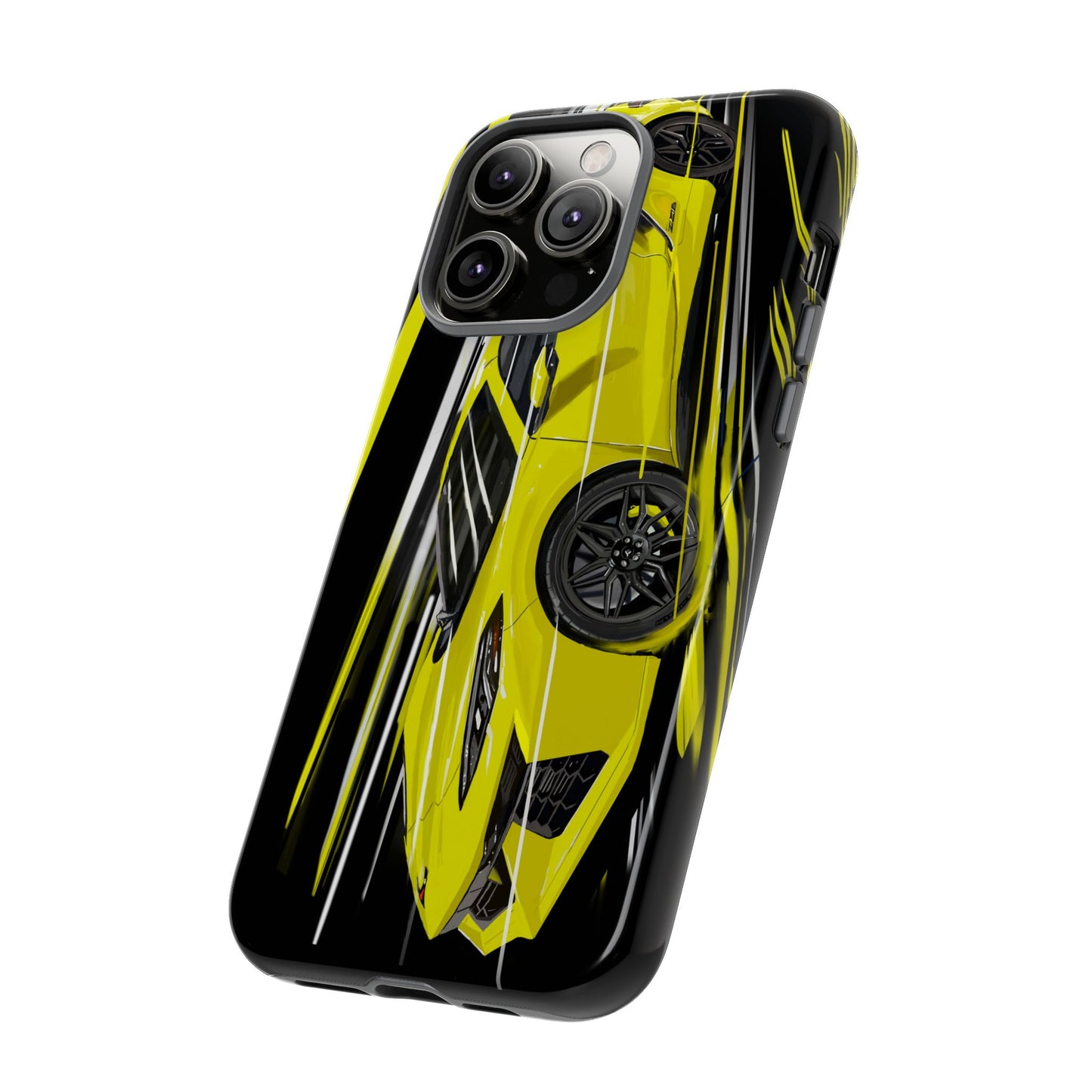 Yellow corvette c8 Case iPhone 16 15 14 13 12 Pro max Samsung Galaxy Pixel Slim