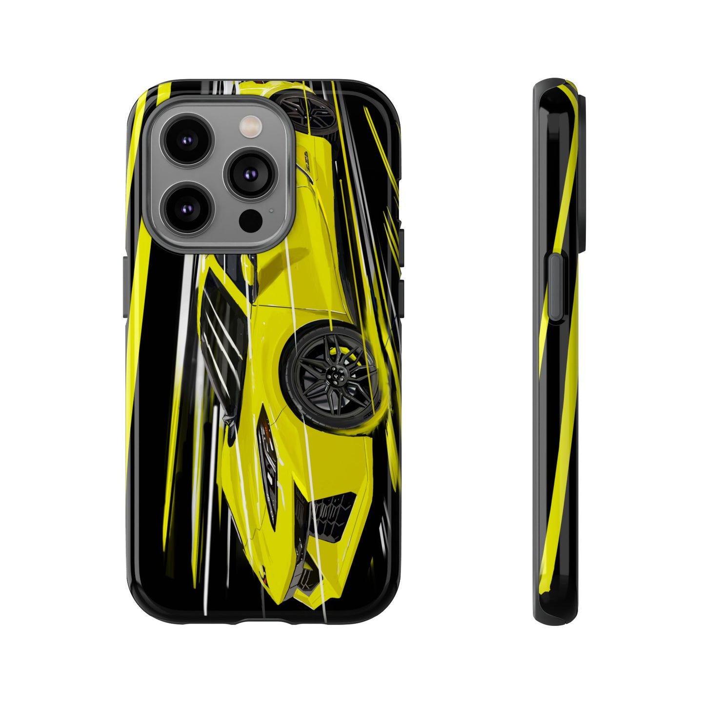 Yellow corvette c8 Case iPhone 16 15 14 13 12 Pro max Samsung Galaxy Pixel Slim