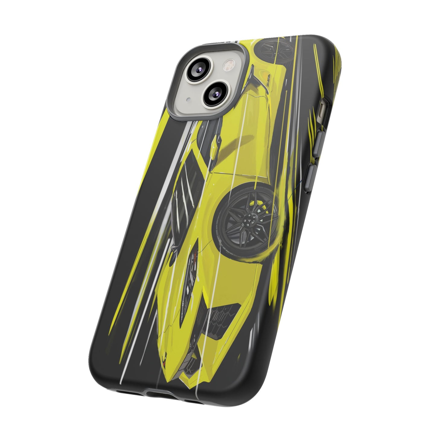 Yellow corvette c8 Case iPhone 16 15 14 13 12 Pro max Samsung Galaxy Pixel Slim