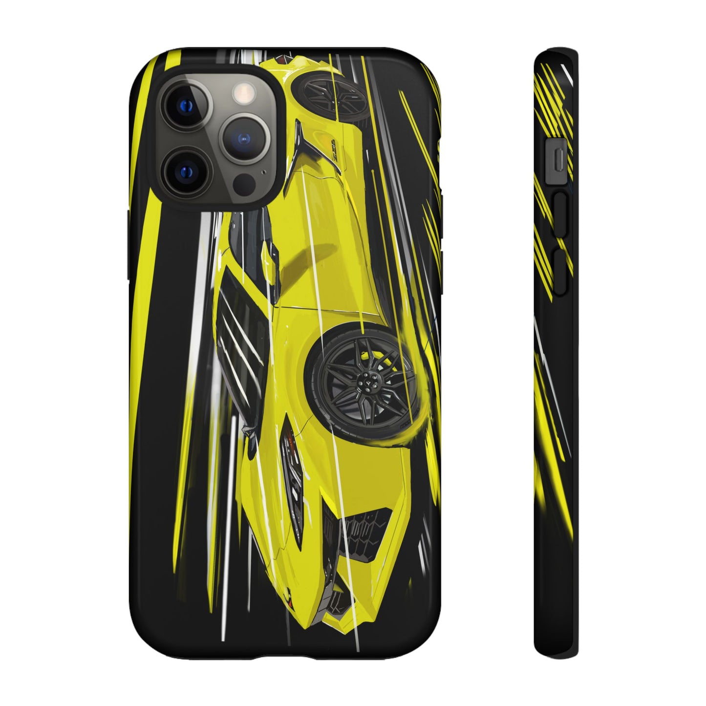 Yellow corvette c8 Case iPhone 16 15 14 13 12 Pro max Samsung Galaxy Pixel Slim