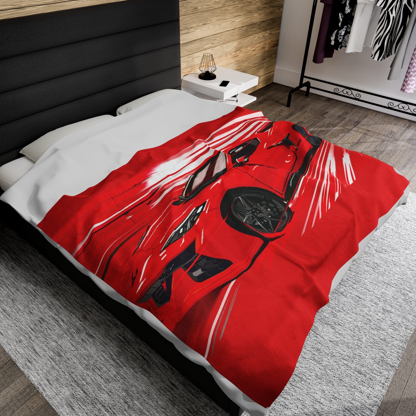 Red Chevy corvette Z06 Velveteen Plush Blanket