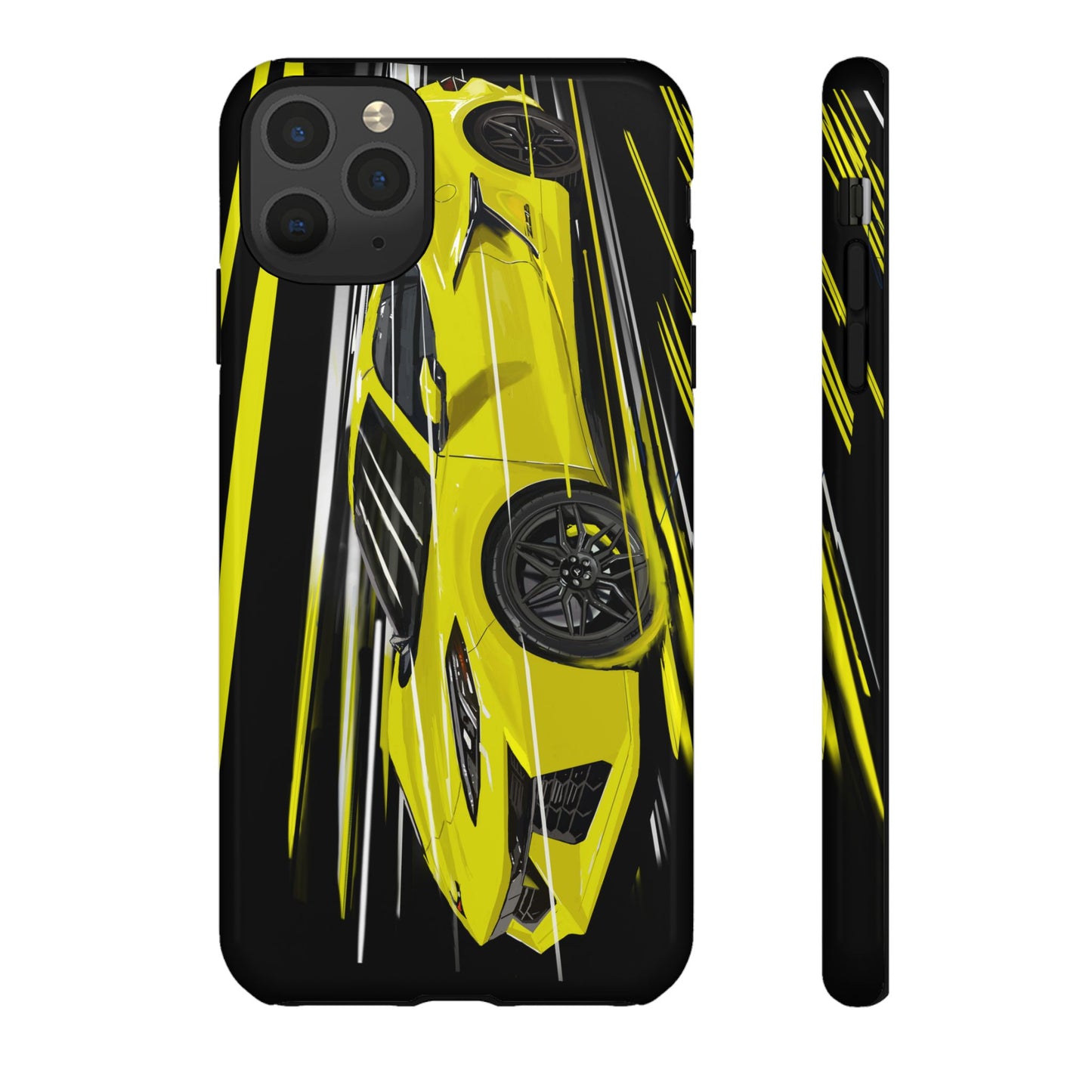 Yellow corvette c8 Case iPhone 16 15 14 13 12 Pro max Samsung Galaxy Pixel Slim