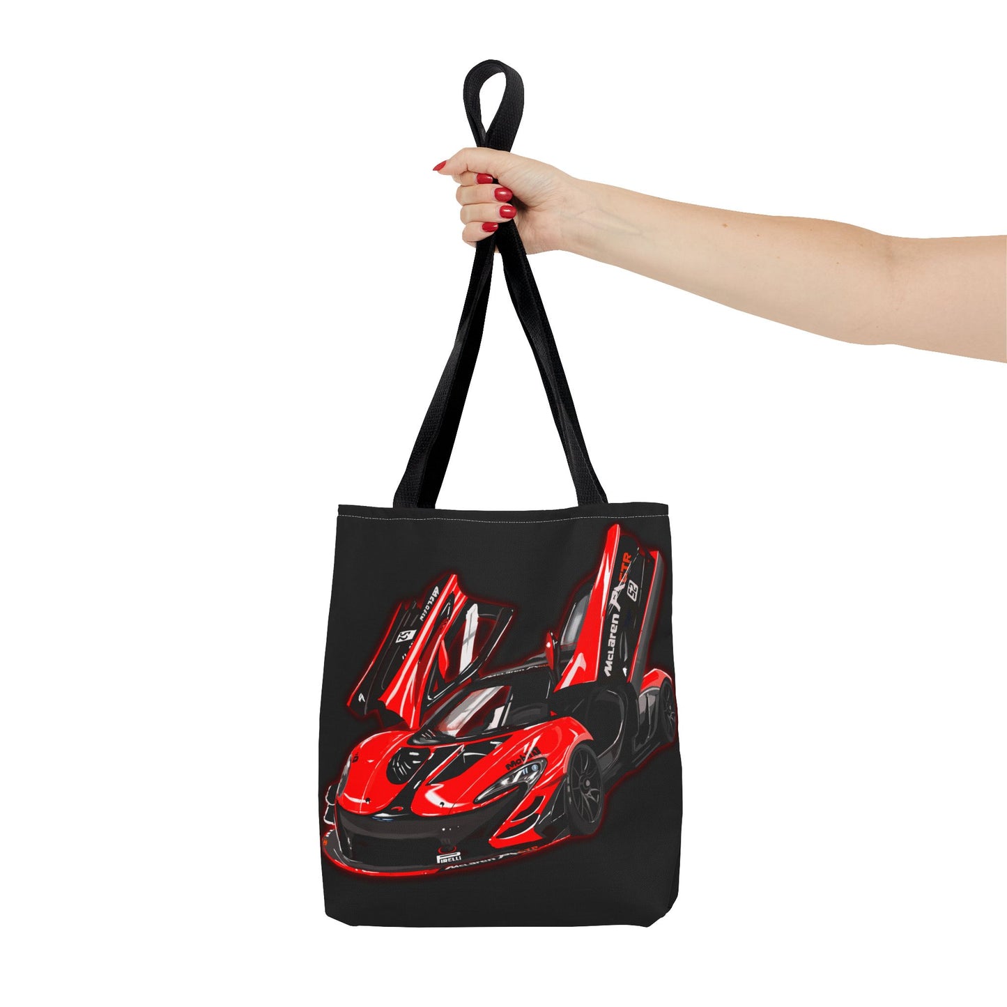 McLaren P1 GTR tote bag, men’s shopping Library Carry Bag (AOP) black