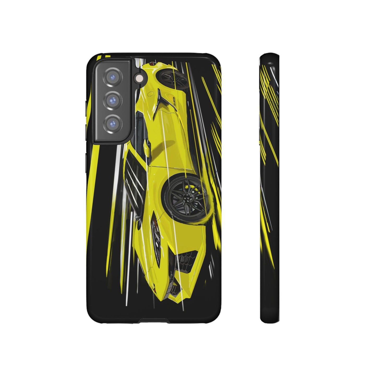 Yellow corvette c8 Case iPhone 16 15 14 13 12 Pro max Samsung Galaxy Pixel Slim