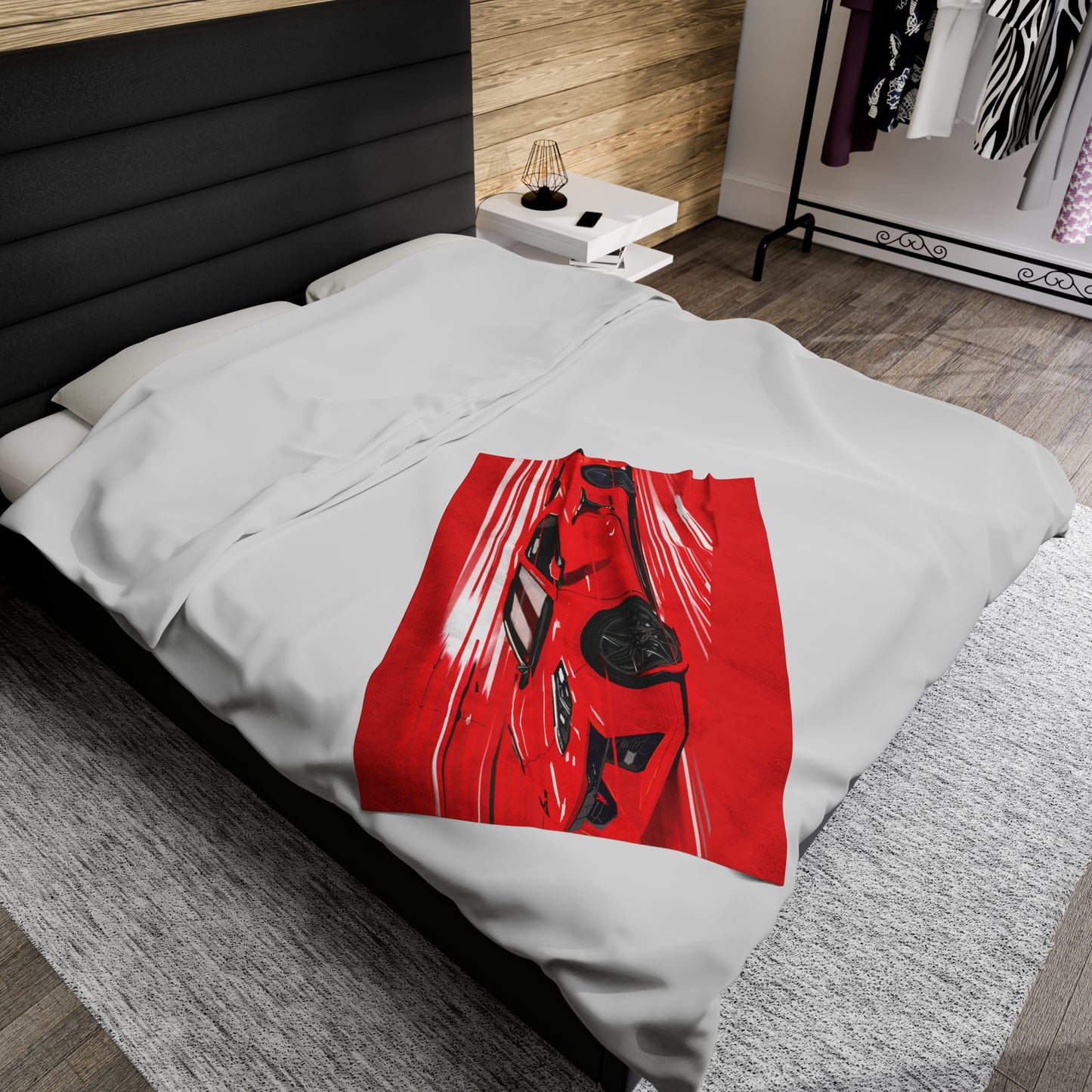 Red Chevy corvette Z06 Velveteen Plush Blanket