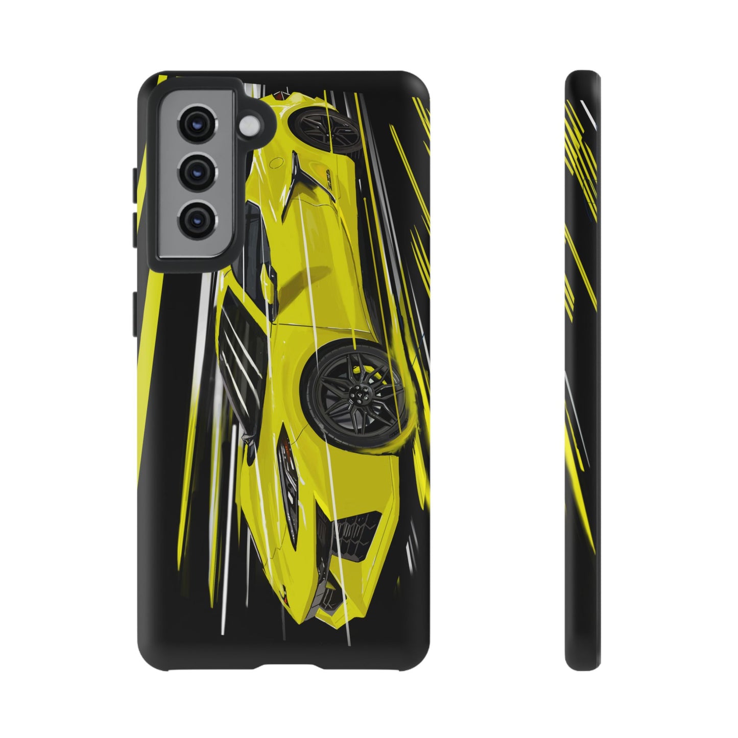 Yellow corvette c8 Case iPhone 16 15 14 13 12 Pro max Samsung Galaxy Pixel Slim