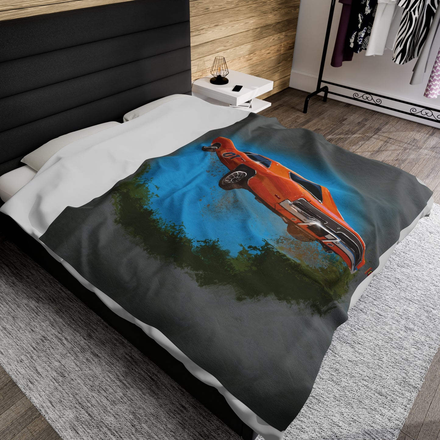 Dukes of Hazard General Lee blanket throw Gray Velveteen Microfiber Blanket