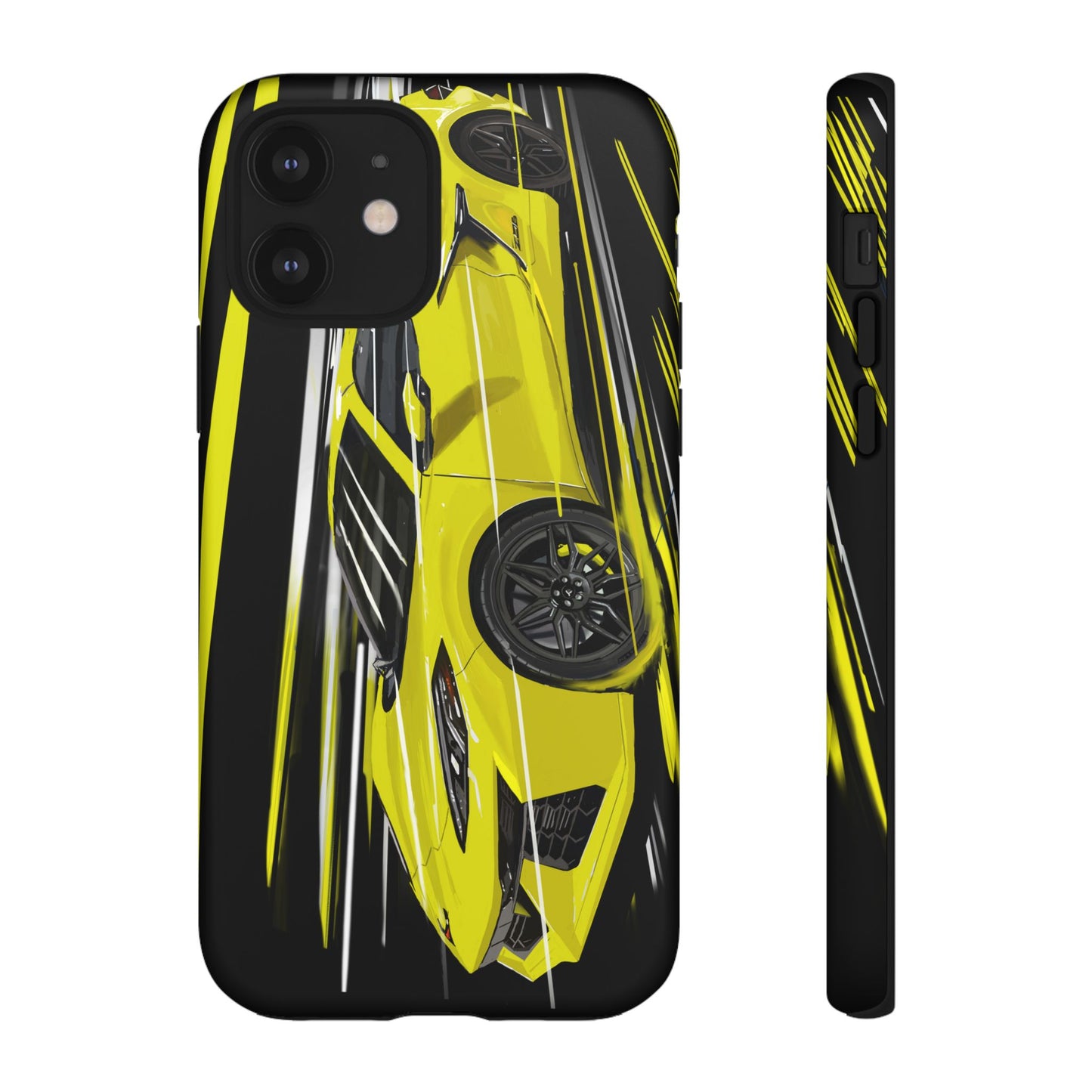 Yellow corvette c8 Case iPhone 16 15 14 13 12 Pro max Samsung Galaxy Pixel Slim