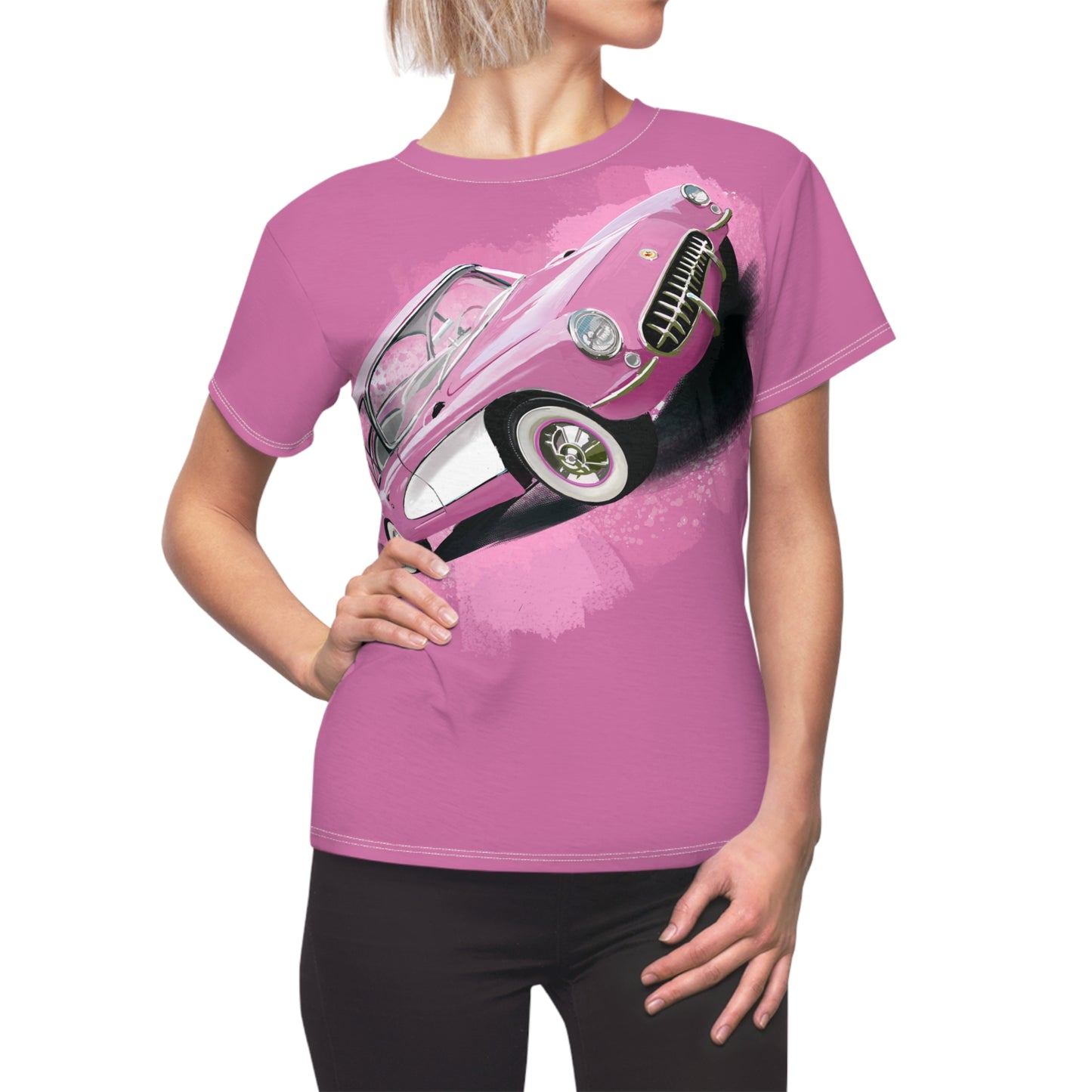 57 pink Vette Women's Cut & Sew Tshirt (AOP)