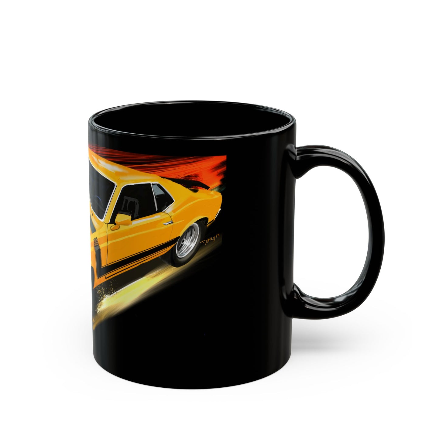 69-70 boss 302 fastback mustang Black Mug coffee,tea(11oz, 15oz)