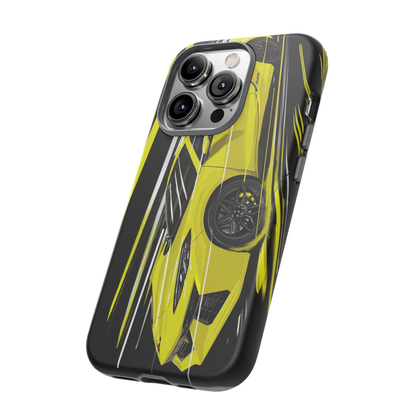 Yellow corvette c8 Case iPhone 16 15 14 13 12 Pro max Samsung Galaxy Pixel Slim