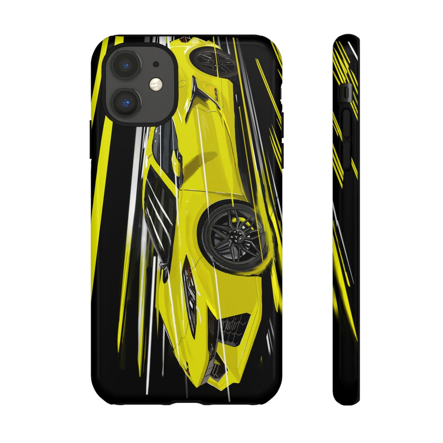 Yellow corvette c8 Case iPhone 16 15 14 13 12 Pro max Samsung Galaxy Pixel Slim