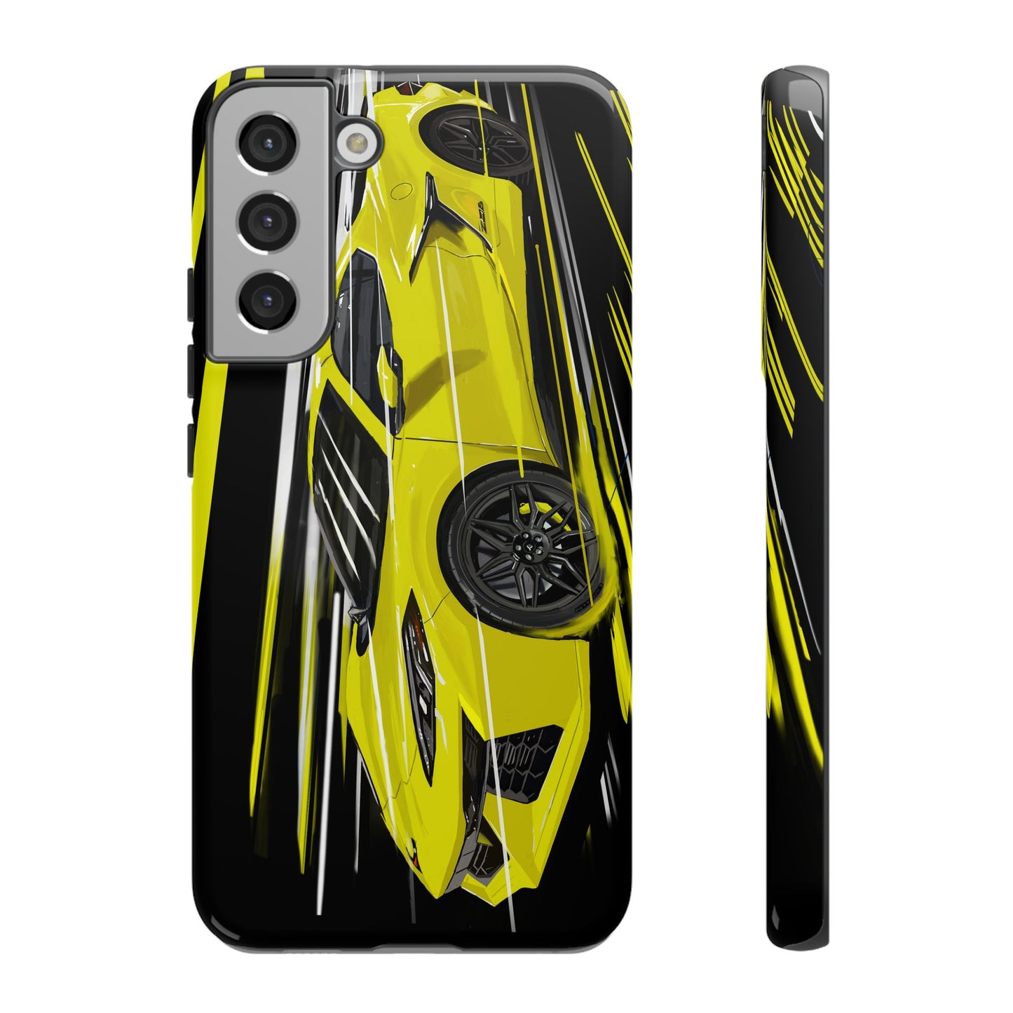 Yellow corvette c8 Case iPhone 16 15 14 13 12 Pro max Samsung Galaxy Pixel Slim