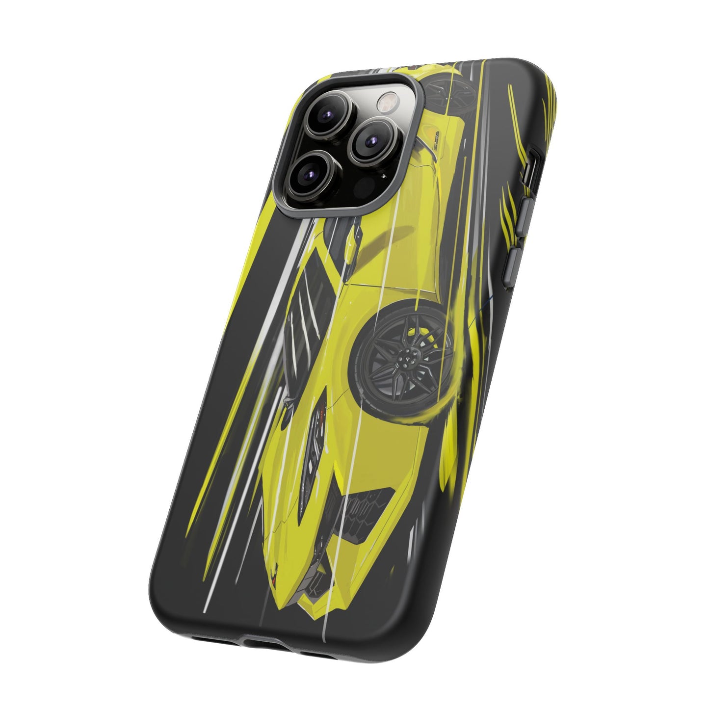 Yellow corvette c8 Case iPhone 16 15 14 13 12 Pro max Samsung Galaxy Pixel Slim